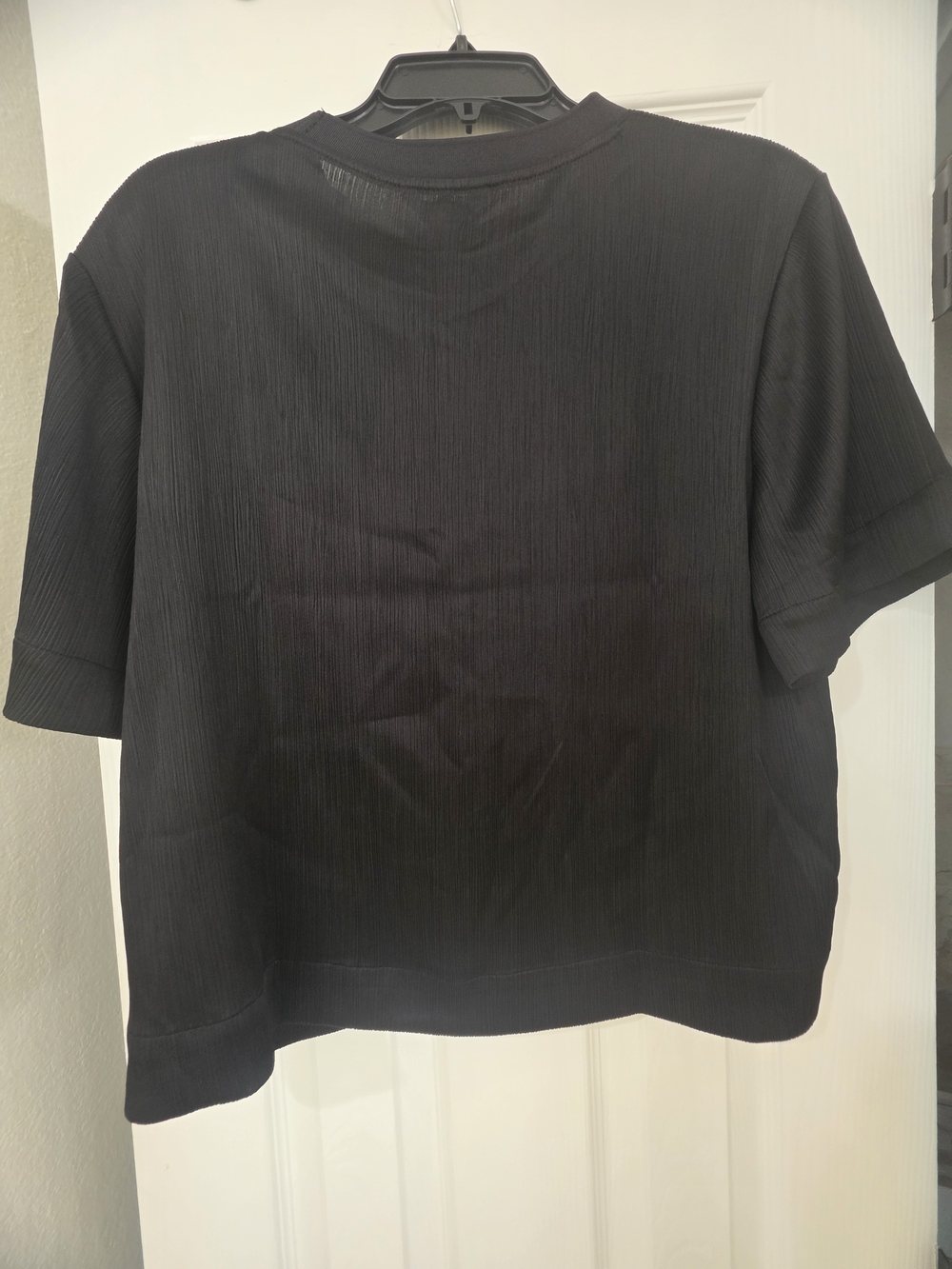 Calvin Klein Black Ribbed Short Sleeve Crewneck Top - Picture 5 of 6